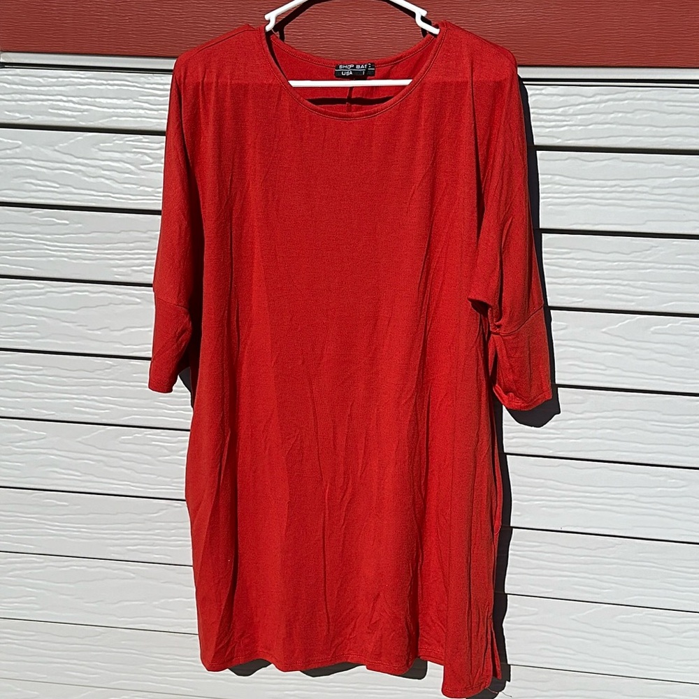Shop Basic, Burnt Orange 3/4 Sleeve Tunic